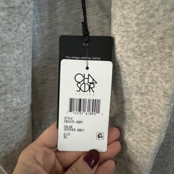 Chaser Heather Grey Puff Sleeve Open Sweatshirt  Blazer XS Cotton BNWT Jacket - Picture 4 of 7